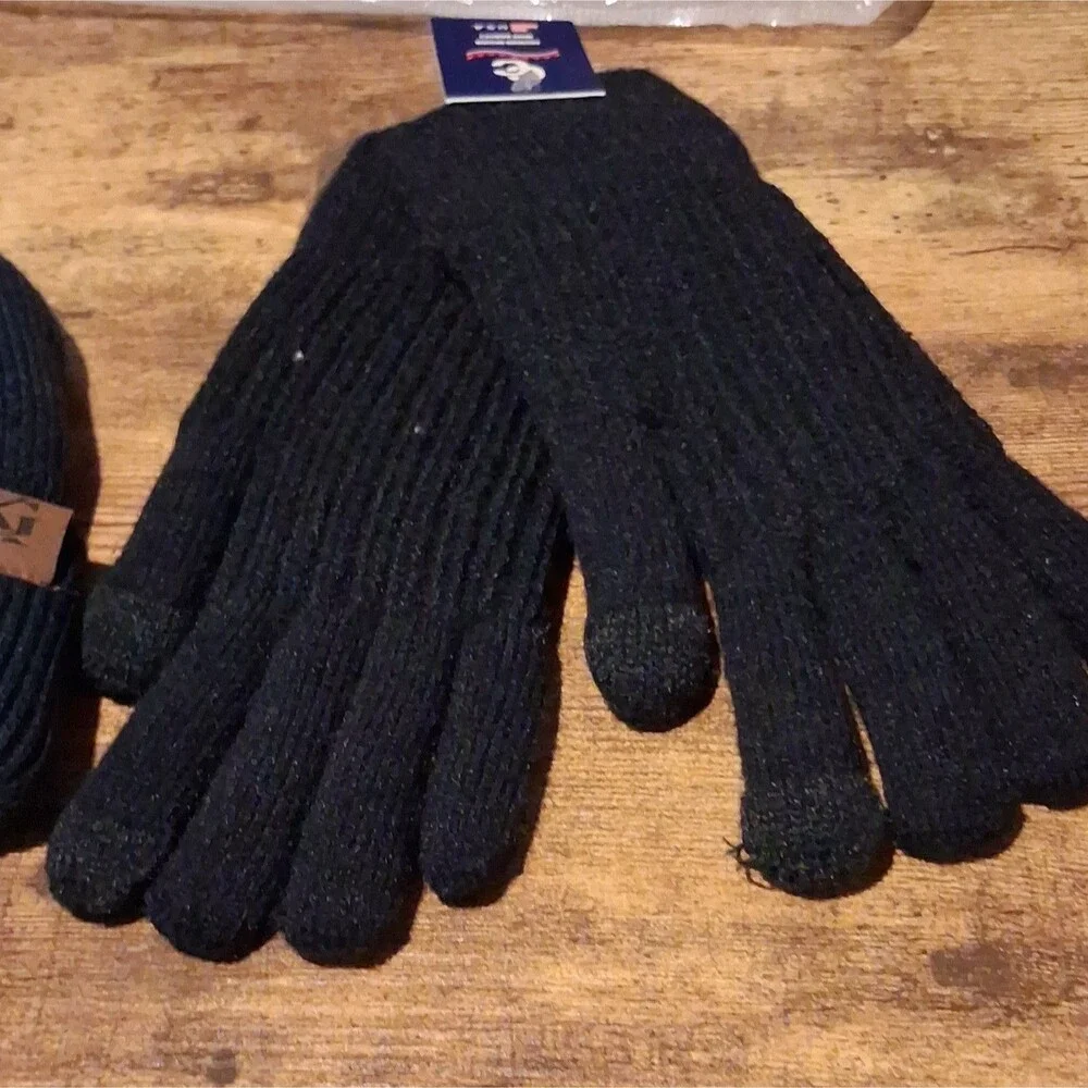Men's Black Insulated Beanie Hat Solid Knit One Size Fall/Winter